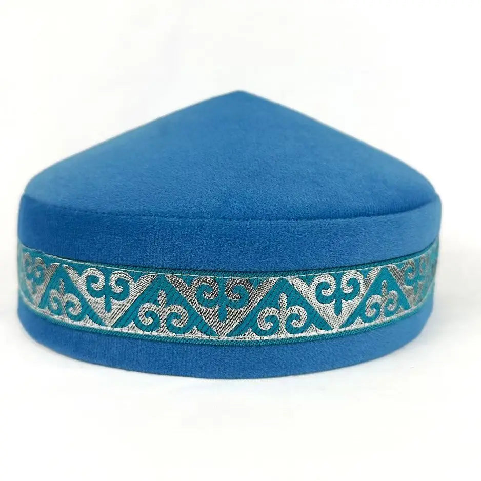 Kazakh Hats for Men Embroidered Blue Green Black Handmade Dancing Party Cotton Dubai Kufi Hijab Spring Caps Elegant