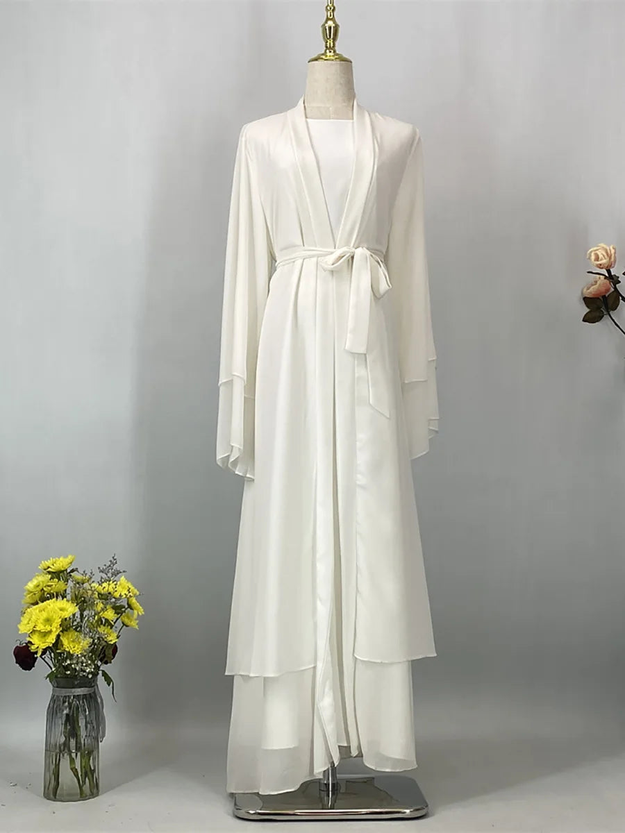 2025 Ramadan Kebaya Chiffon Open Abaya – Modest Women Muslim Kaftan Dress