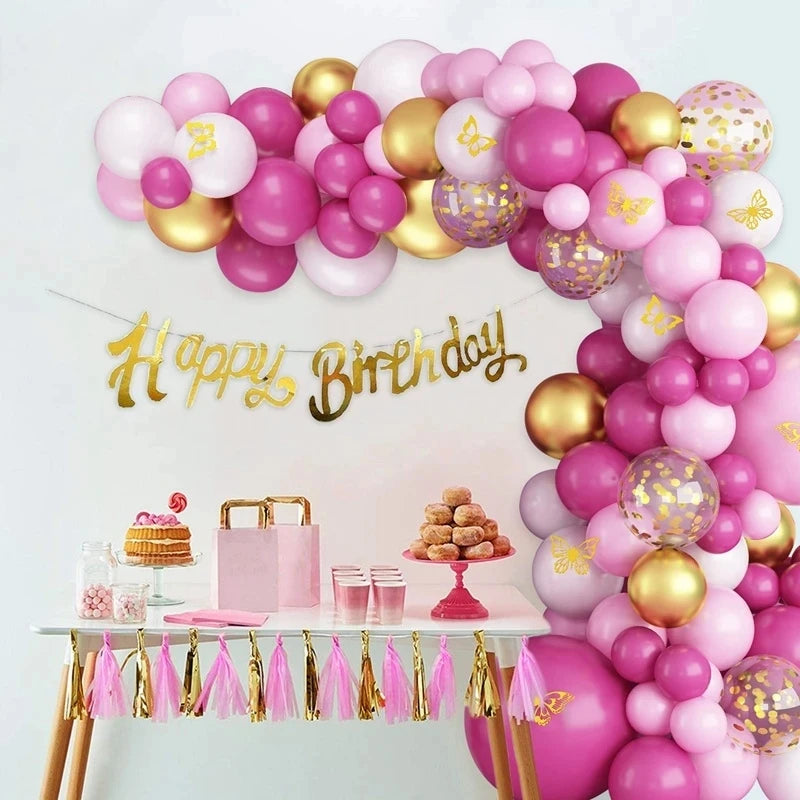 Macaron Pink Balloon Garland Arch Kit Wedding Birthday Party Decor Kids Rose Gold Latex Balloons Baby Shower Decorations Chain