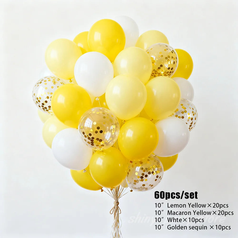 NEW Yellow Balloon Decoration Macaron Yellow Latex Balloons Gold Glitter Balloon Set Birthday Wedding Event Scene Decoration