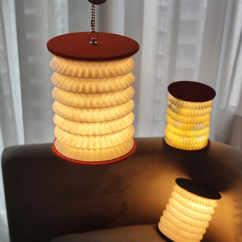 Lantern Night Light USB Portable Foldable Book Lamp Creative Gift For Bedroom Study Room Japanese-Style Decor LED Table Light