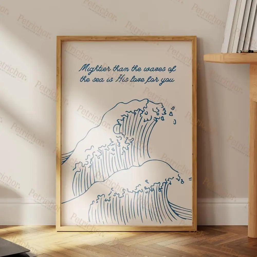 Mightier Than The Waves Bible Scripture Christian Wall Art Prints Canvas Painting Poster Pictures For Living Room Home Decor