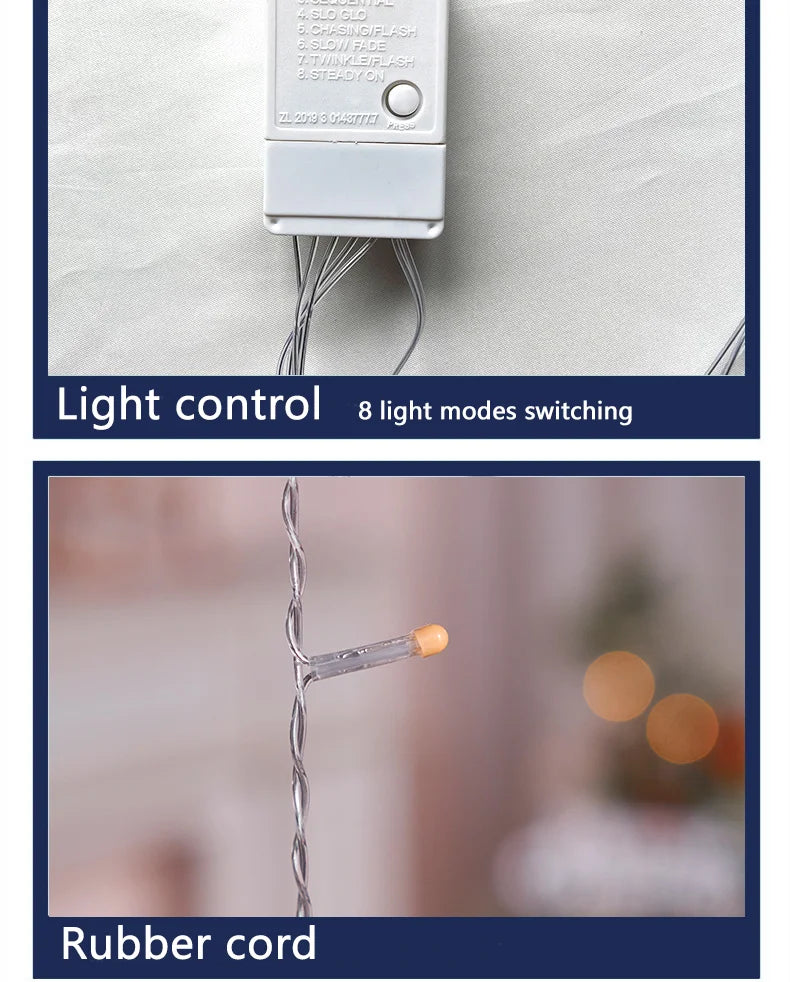 3M 10LED EU Plug Star Lamp Curtain, Ramadan Lamp for Bedroom, Home & Outdoor, Eid Party Decoration