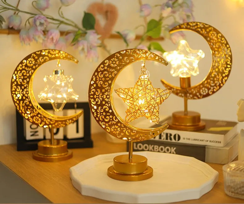 Ramadan Moon Led Light 2026 Eid Mubarak Decoration Metal Lamp for Home Room Ramadan Kareem Islamic Muslim Eid Al Adha Party Gift