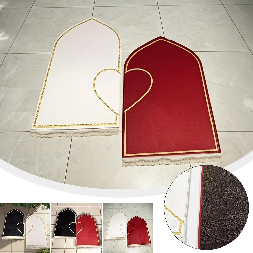 Couple Set Prayer Mat Thick Printed Flannel Adult Worship Mats Prayer Carpets for Living Room Rugs Alfombras Para Sala