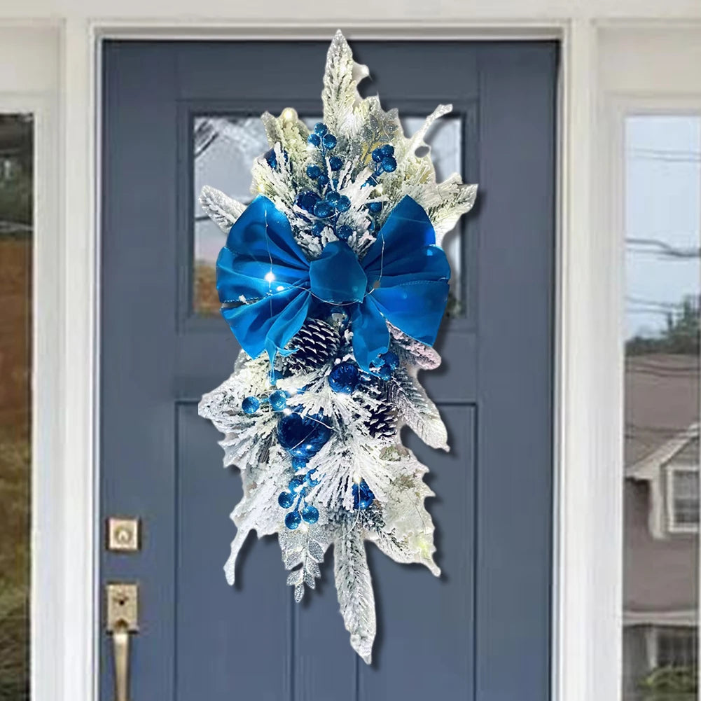 Christmas Wreath Pendants without/with Light Atmosphere Decorative Stair Garland Home Door Window Ornaments Party Supplies Gift