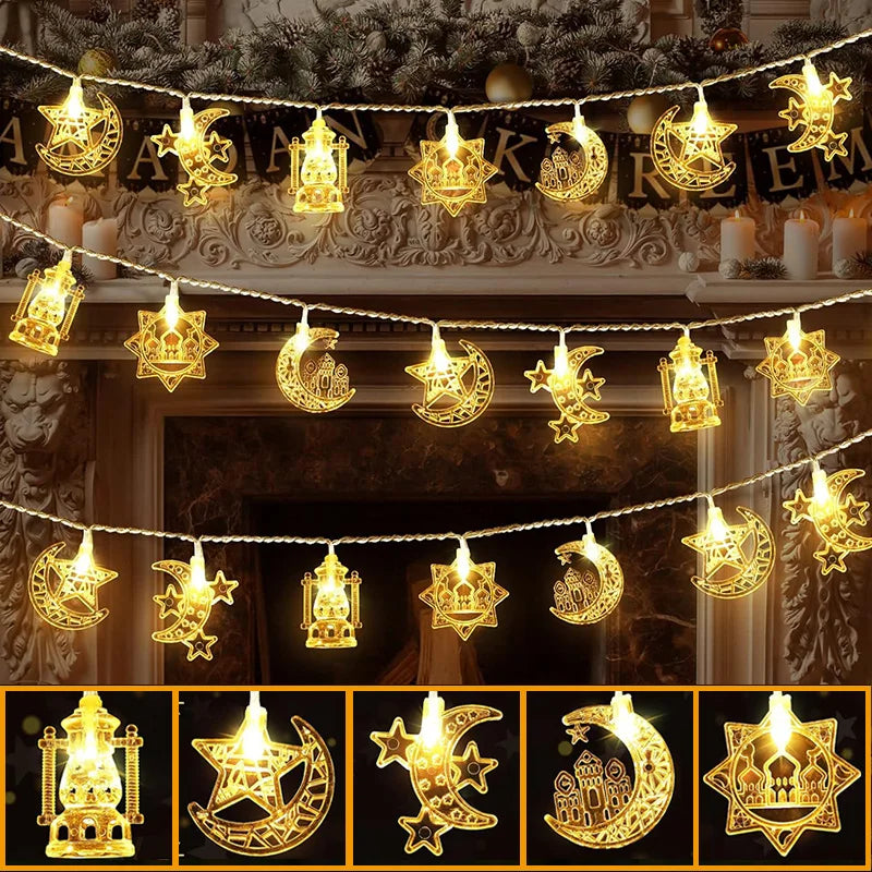 LED Moon & Star String Lights – Eid Ramadan Home Decoration