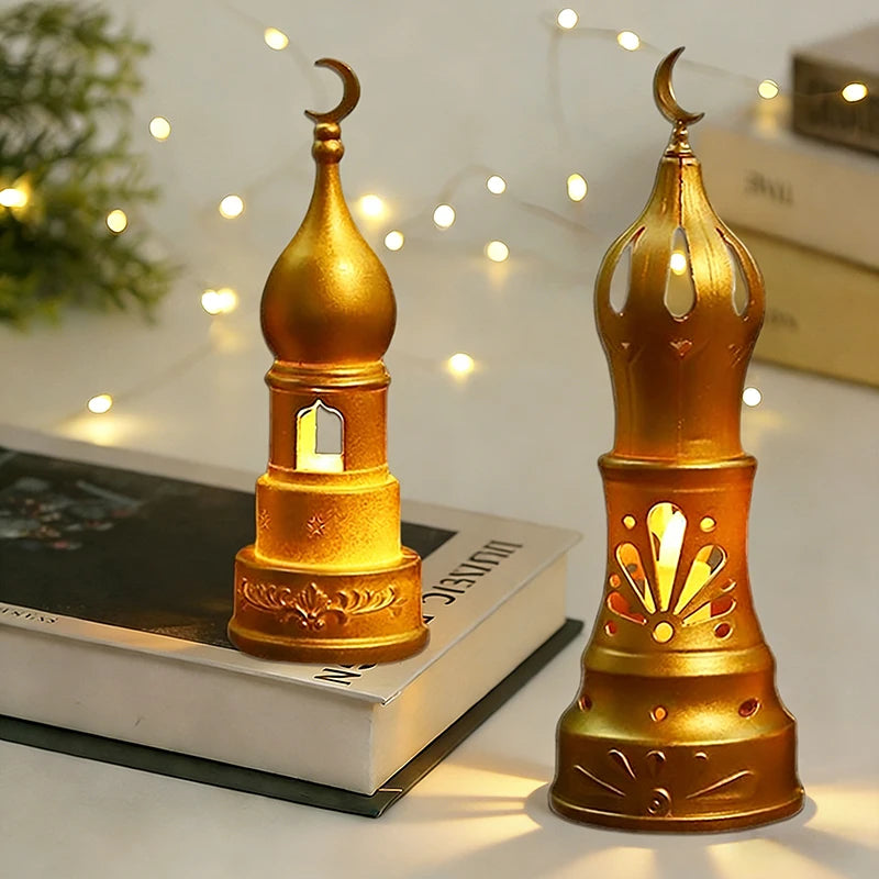 Ramadan Party Decoration 2026 Eid Mubarak Lantern Ramadan Desktop Candle Lamp Star and Moon Islamic Party Decoration