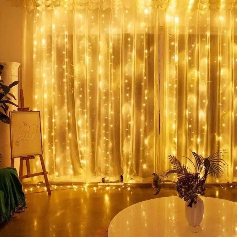 3/4/6M USB Curtain LED String Lights Fairy Lights EID Mubarak Bedroom Wedding Valentine's Day Ramadan Home Decoration 2026