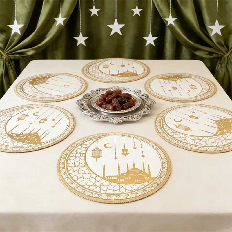 Ramadan Moon and Flower Patterns Table Festive Party Decorati, Suitable for Families, Hotels, Restaurants Eid Party Decor
