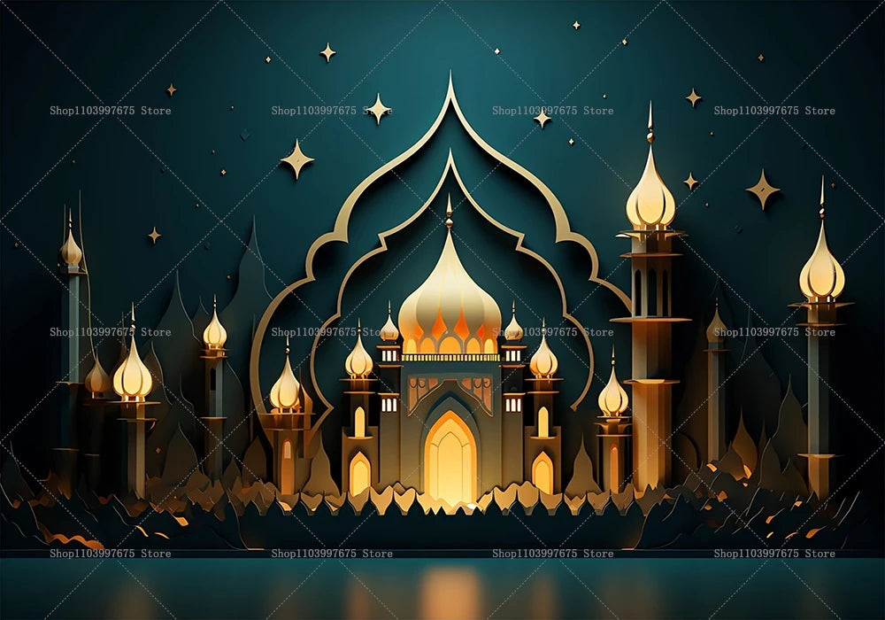 Eid Mubarak Backdrop Decorations Ramadan Background Banner for Home Islamic Muslim Eid Al-fitr Party Decor Supplies Photo Studio