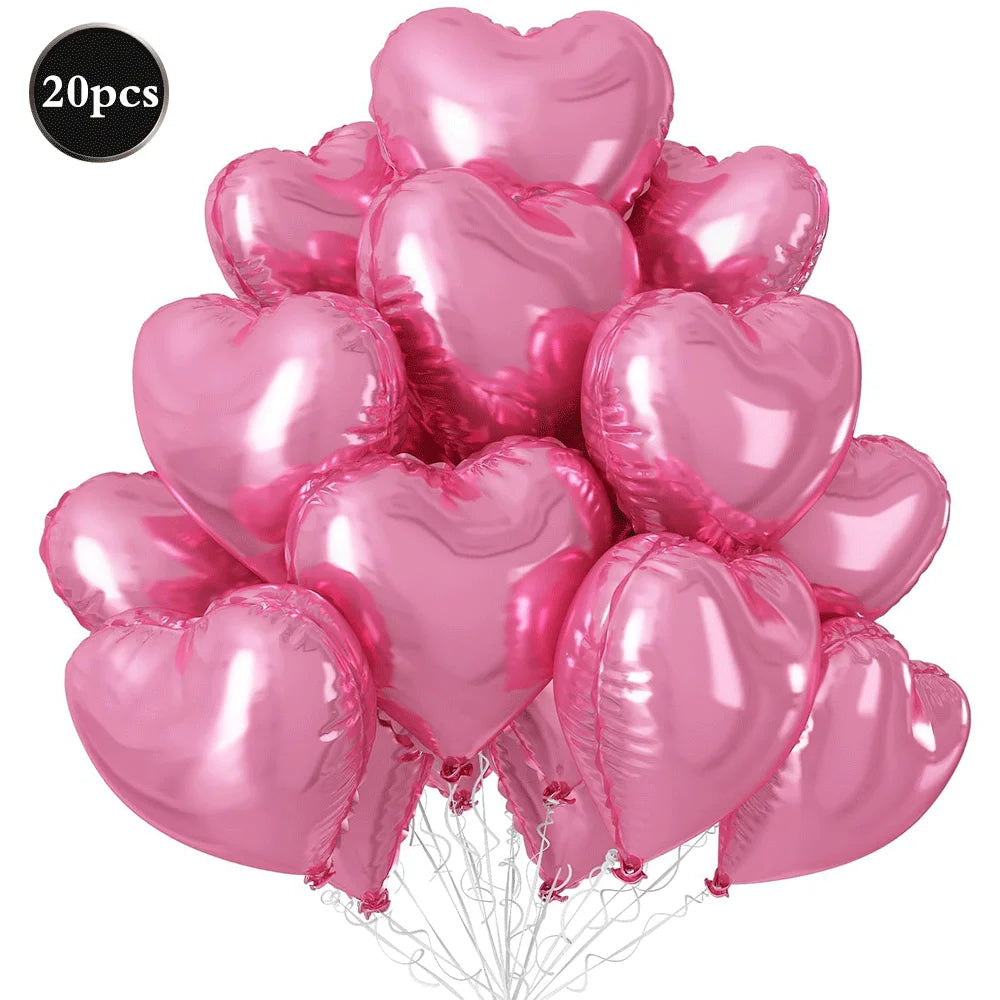 20Pcs Heart Balloons 18inch Cream Pink Love Heart Shaped Balloon Girls Birthday Party Bridal Wedding Valentine's Day Decorations
