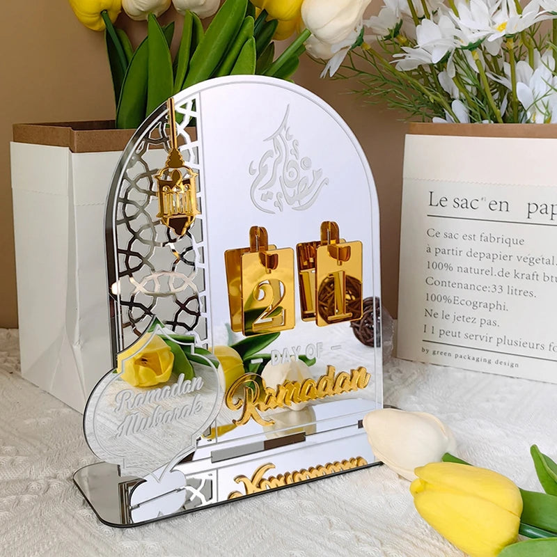 Ramadan Decorations 2026 3D Calendar Eid Al-Fitr Desktop Decorative Calendar Holiday Countdown Ornament Home Party Accessory