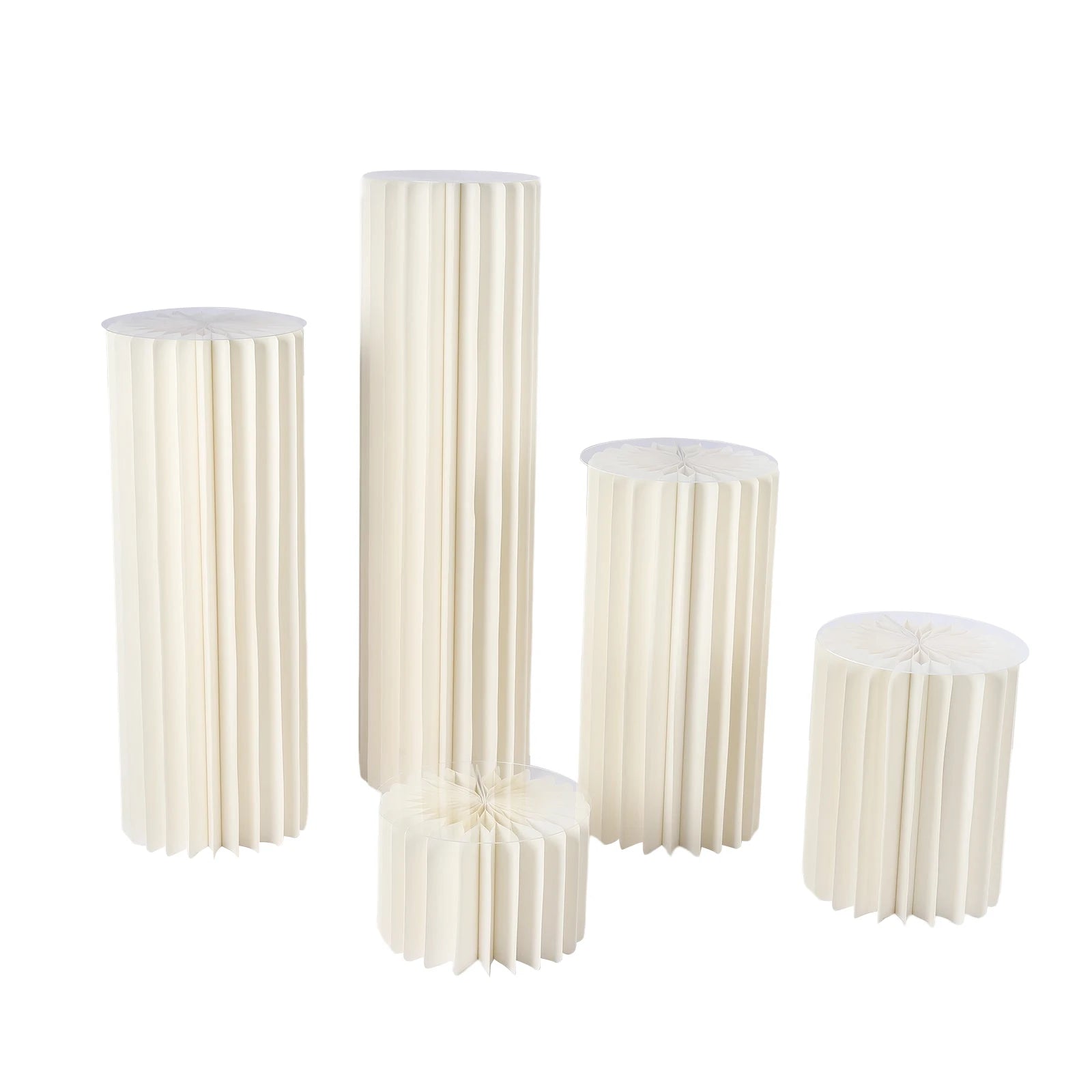 5 PCS Foldable Cylinder Pedestal Stand, Wedding Centerpieces Vase Dessert Table Party Decor, Roman Pillar for Wedding Birthday
