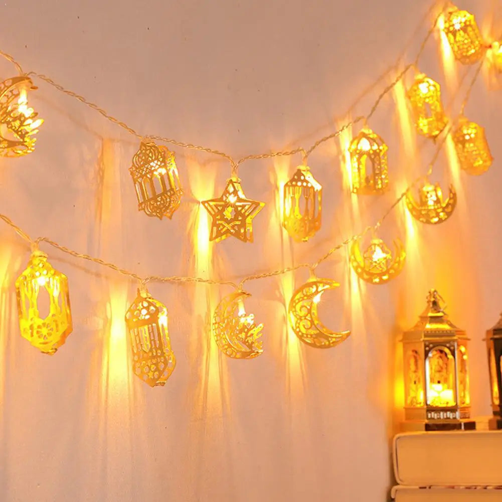 1.5M 10LED EID Mubarak String Lights Islam Muslim Festival Party Decor Moon Star Castle Lantern Ramadan Home Party Decoration