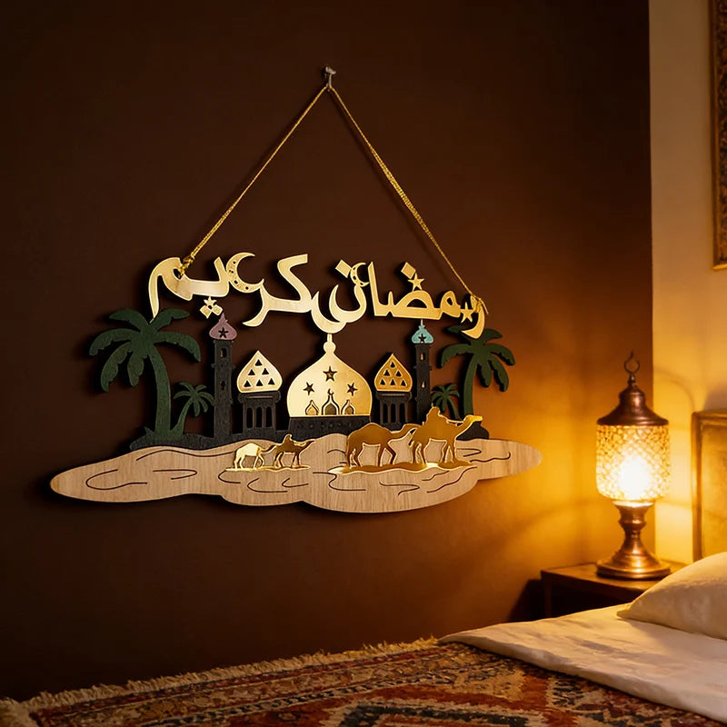 Ramadan Countdown Calendar Wooden Advent Calendar Desktop Ornaments Eid al-Fitr Festival Party Decoration Mubarak Calendar Decor