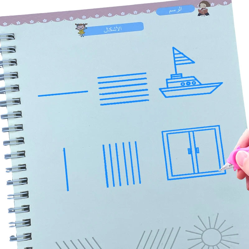 Kids Arabic Reusable Copybook with Pen Magical Writing Book