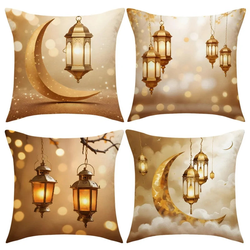 EID Mubarak Decor Cushion Cover Ramadan Decor for Home 2026 Islamic Muslim Ramadan Kareem EID Al Adha Gift Sofa Pillowcase 4Pcs