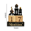 Ramadan Countdown Calendar Wooden Advent Calendar Desktop Ornaments Eid al-Fitr Festival Party Decoration Mubarak Calendar Decor