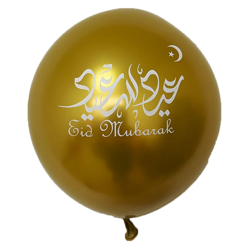 10pcs Eid Mubarak Latex Balloons Ramadan Kareem Decoration Metallic Chrome Balloon For Home Muslim Islamic Festival Party Decor