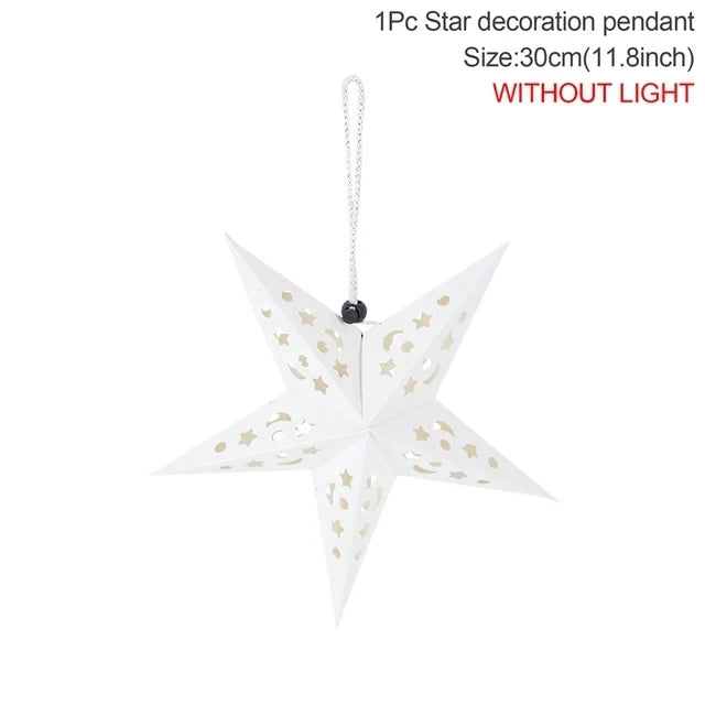 30-60cm Hollow Star Lights Eid Mubarak LED Star Lantern Pendants Ramadan Wedding Decoration Islamic Muslim Party Home Decor Gift