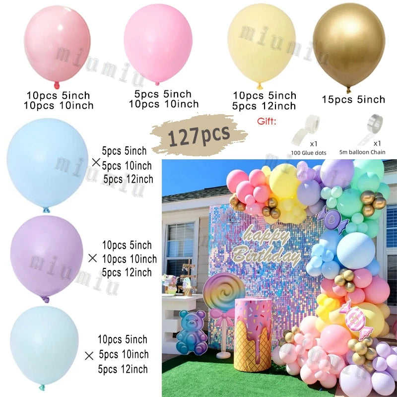 Macaron Pink Balloon Garland Arch Kit Wedding Birthday Party Decor Kids Rose Gold Latex Balloons Baby Shower Decorations Chain