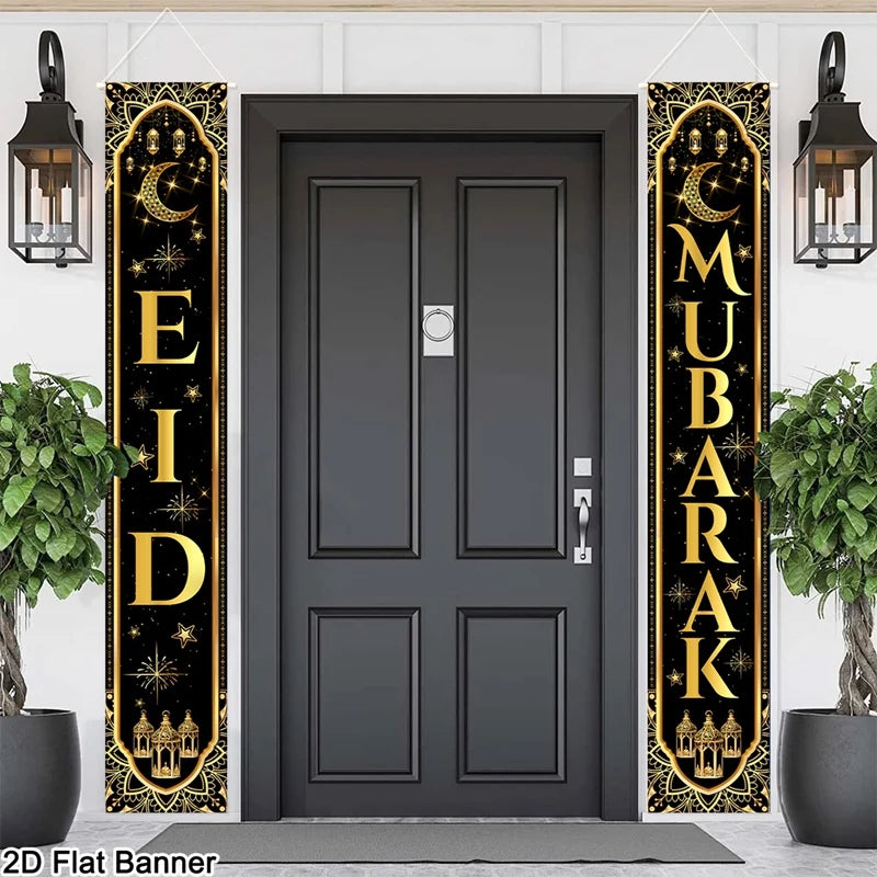 Eid Mubarak Door Banner Ramadan Decoration 2026 for Home Mubarak Ramadan Kareem Islamic Muslim Party Decor Eid Al Adha Gifts