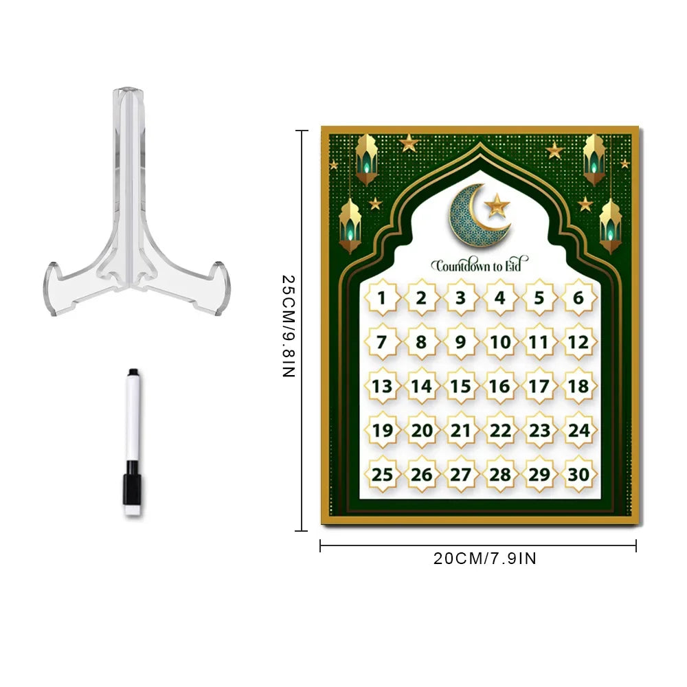 1 Pcs Ramadan Calendar Acrylic Eid Mubarak DIY Countdown 2024 Ramadan Decorations Countdown Ramadan Party Ornament