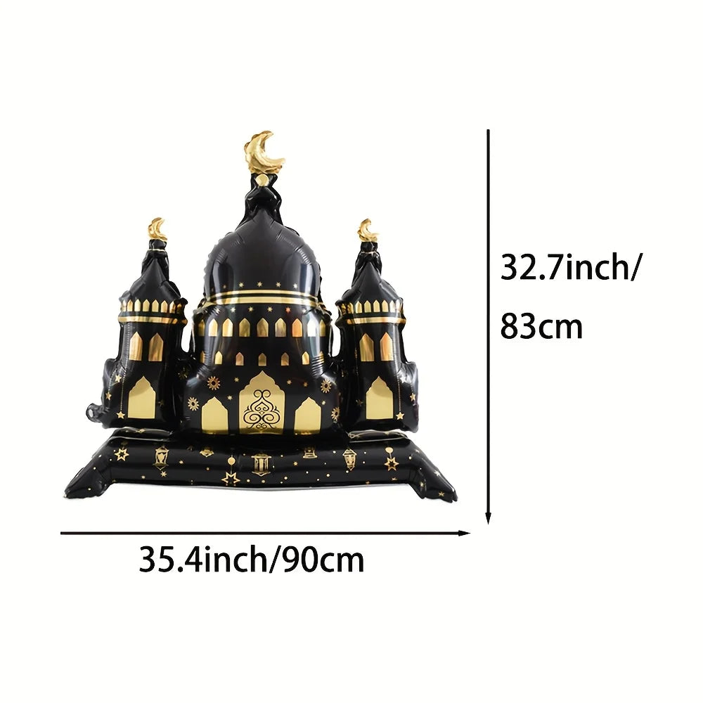Black Purple Hajj Mubarak Star Moon Aluminum Foil Balloon Set Eid Mubarak Islamic Muslim Festival Pilgrimage Party Decor Balloon