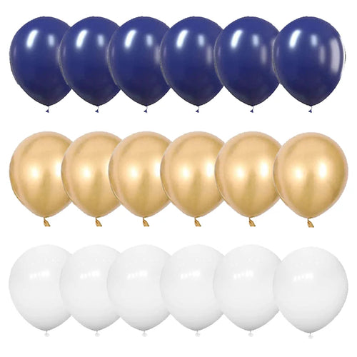 18pcs Chrome Gold Navy Blue White Latex Balloons Birthday Party Decorations Kids Adult Boy Girl Baby Shower Wedding Supplies