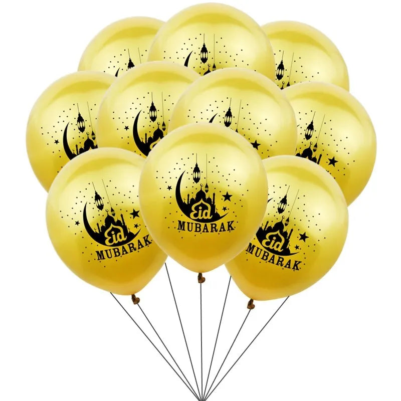 Eid Mubarak Latex Balloon Ramadan Kareem Moon Star Castle Decoration Air Globos Islamic Party Ramadan Mubarak Balloon Eid Gifts