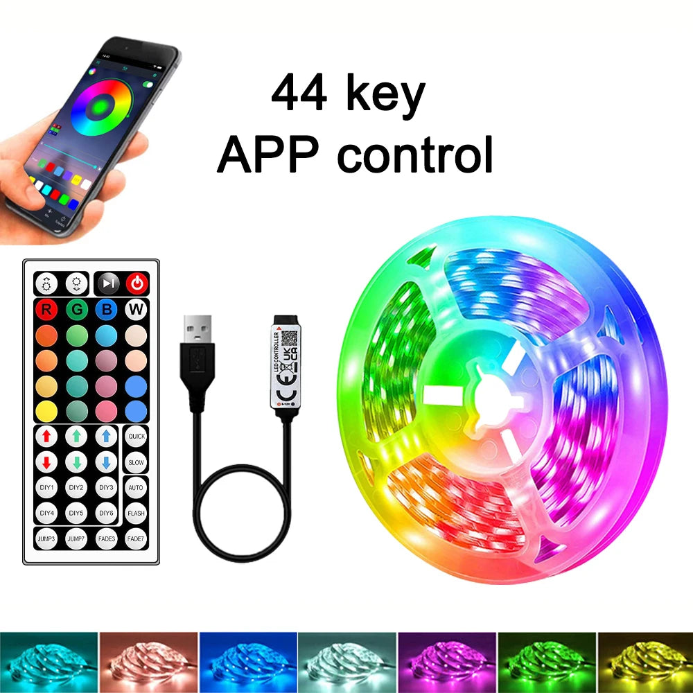 RGB LED Strip Lights with 44-Key Remote Control for Home Bedroom Party Decor TV Backlight Wall Room 1m 3m 5m 10m 20m 30m 40mTape