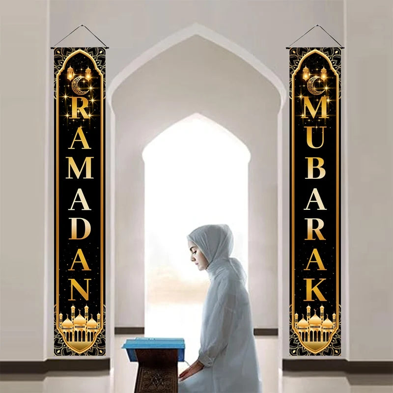 Eid Mubarak Door Banner Ramadan Decoration 2025 for Home Mubarak Ramadan Kareem Islamic Muslim Party Decor Eid Al Adha Gifts