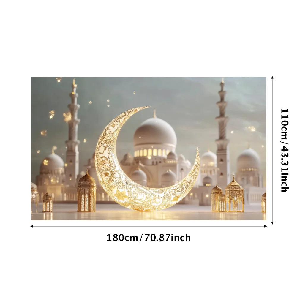 Eid Mubarak Decoration 2025 Ramadan Backdrop Banner Family Room Photo Background Party Decors Home Moon Star Background New In