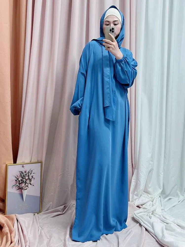Ramadan One Piece Muslim Prayer Garment Women Hijab Abaya Maxi Dress Khimar Burqa Islamic Clothing Overhead Arab Robe