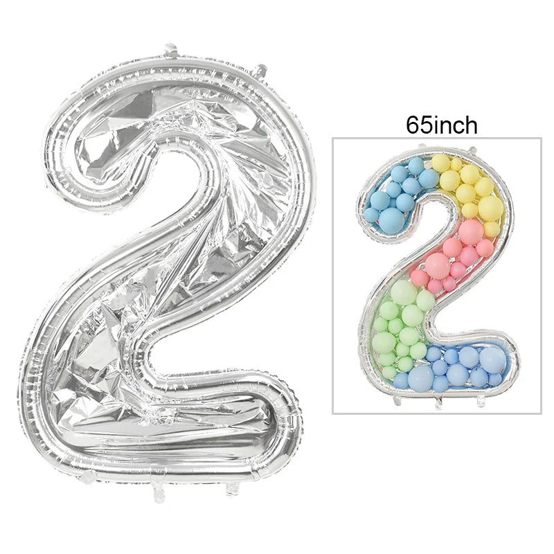 65inch Large Foil Number Balloon DIY Filling Frame 1st 18th Birthday Decoration Balloons Filling Box Wedding Anniversary Decor