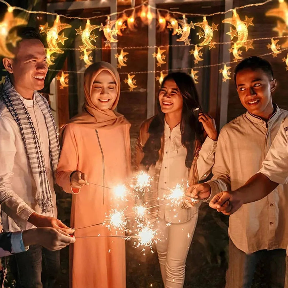 Ramadan Decorations 2026 Moon Star Castle LED String Lights Islam Muslim Festival Party Lantern Eid Mubarak Decoration for Home
