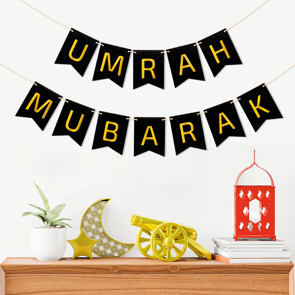Umrah Mubarak Banners EID Mubarak Decoration 2025 for Home Bunting Banner Ramadan Kareem Islamic Muslim Party Eid Al Adha Gifts