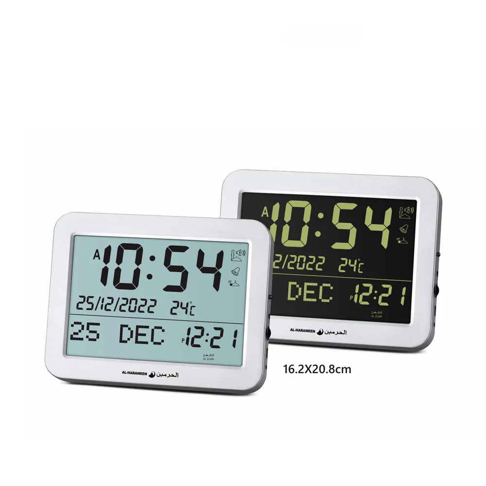 Muslim Clock Mecca Time for All Islamic Prayers with Multiple Azan Sound Qiblah Direction Temp Hijir Calendar and Audio Out