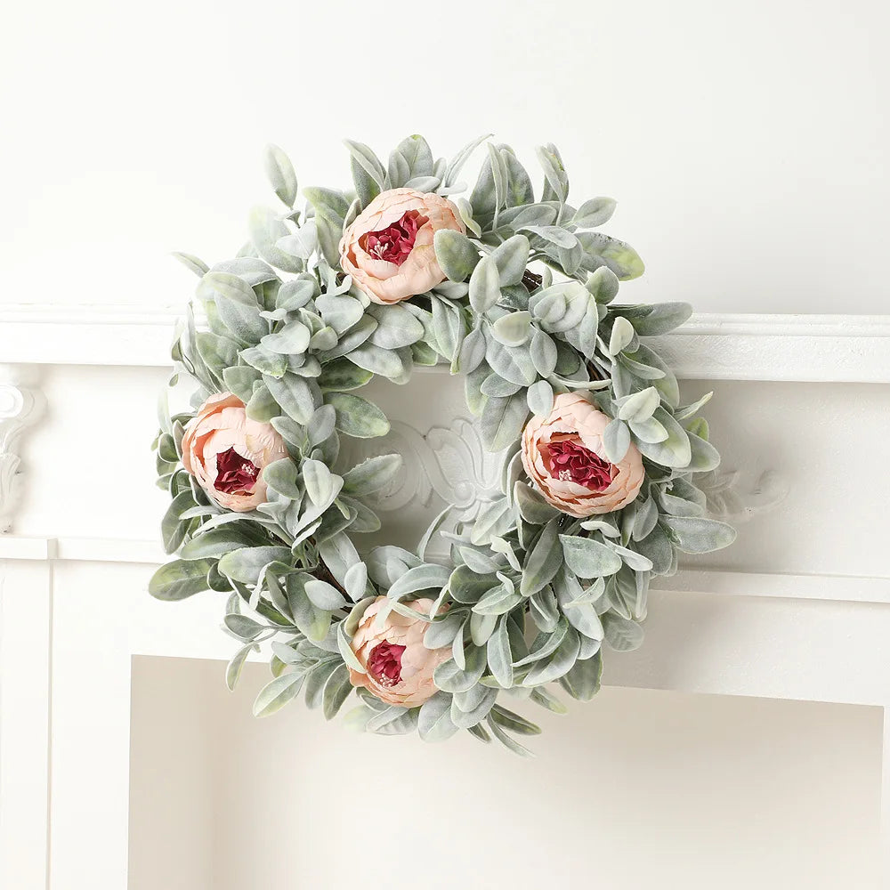 YeeNanee Vibrant Wild Flowers Spring Wreaths for Front Door Artificial Daisy Tulip Lambs Ear Summer Wreath Home Wall Decoration