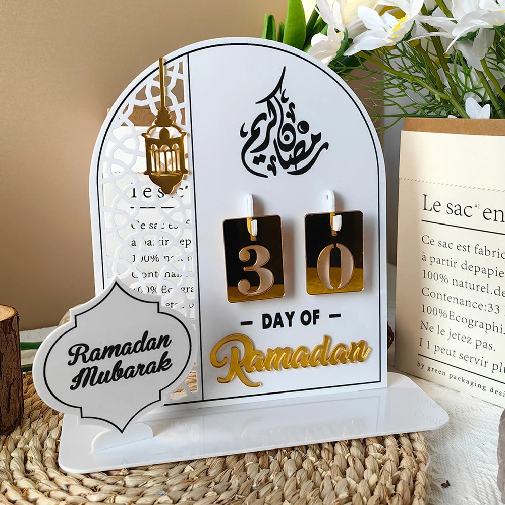 Acrylic Ramadan Advent Calendar Gift for Kids Ramadan Decorations Eid Mubarak Countdown Calendar for Home Decor