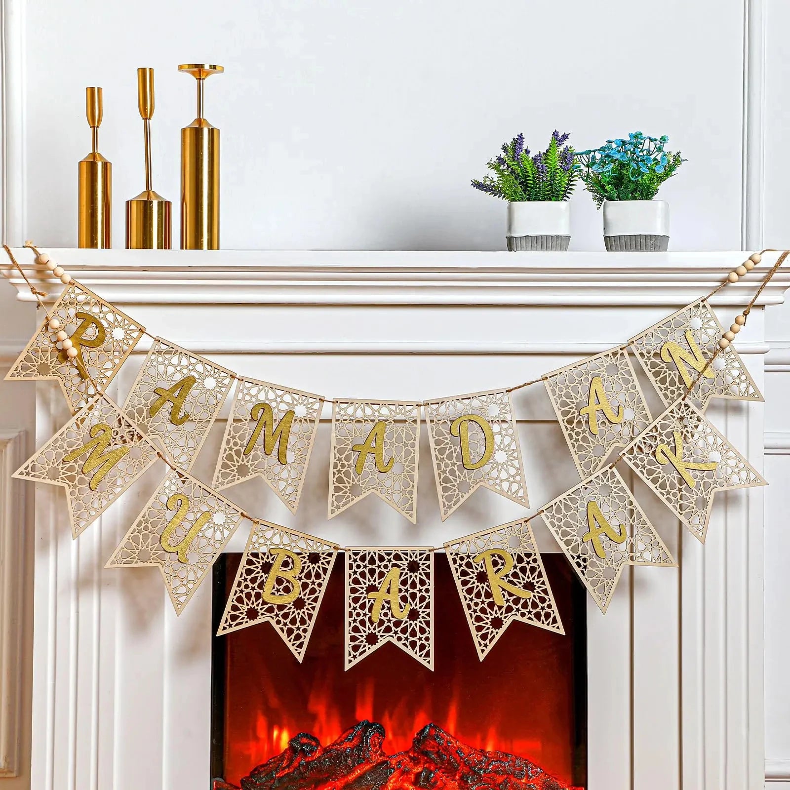 Eid Decoration Ramadan 2026 Wooden Mubarak Banner Decorations Eid Festival Party Decor Party Supplies For Home Decoration