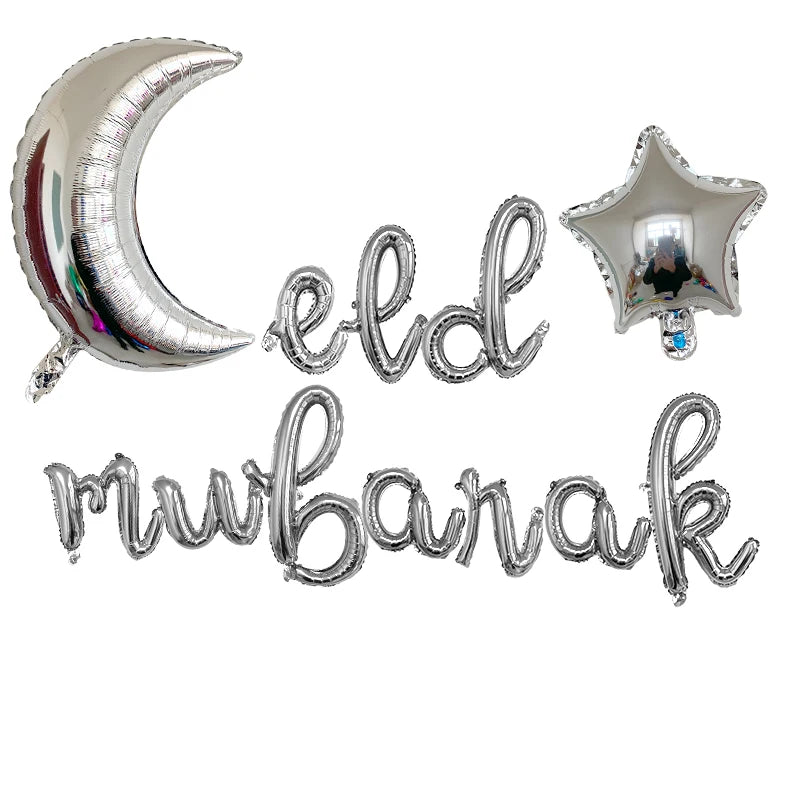 1set Moon Star Balloon Set for Muslim EID Mubarak Festival Home DIY Decoration Ramadan Kareem Kids Birthday Party Ballon Globos