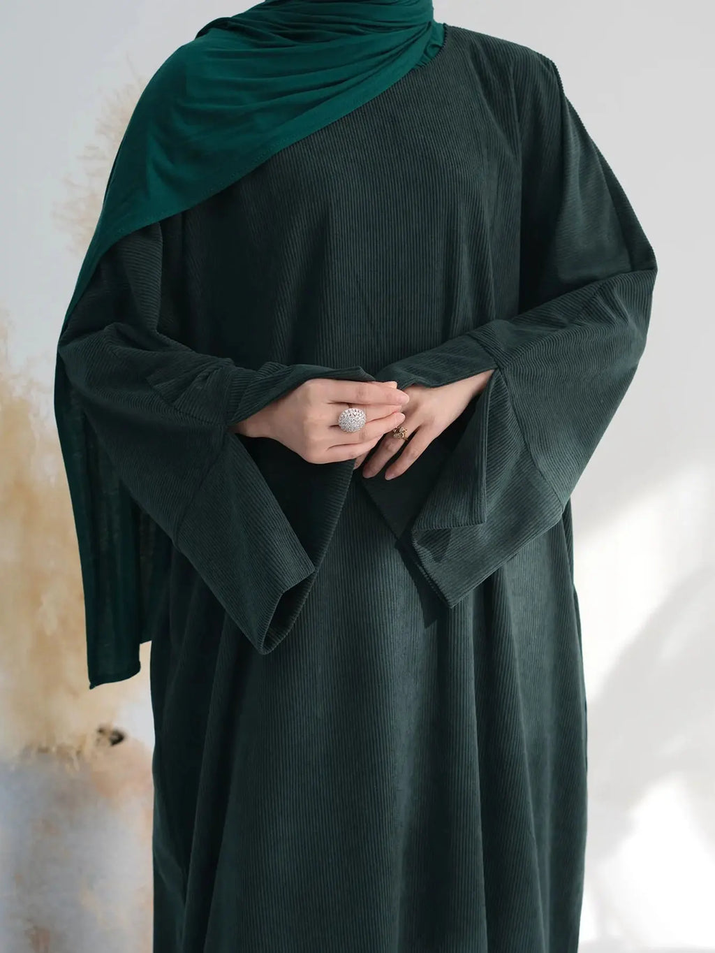Closed Casual Corduroy Winter Abaya for Muslim Women – Eid 2025 Moroccan Kaftan Caftan Modest Dress