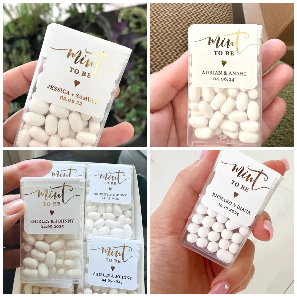 42/98pcs Personalized Mint to Be Wedding Sticker, Custom Mint Sticker with Gold Foil, Wedding Sticker Label, MINTS NOT INCLUDED!