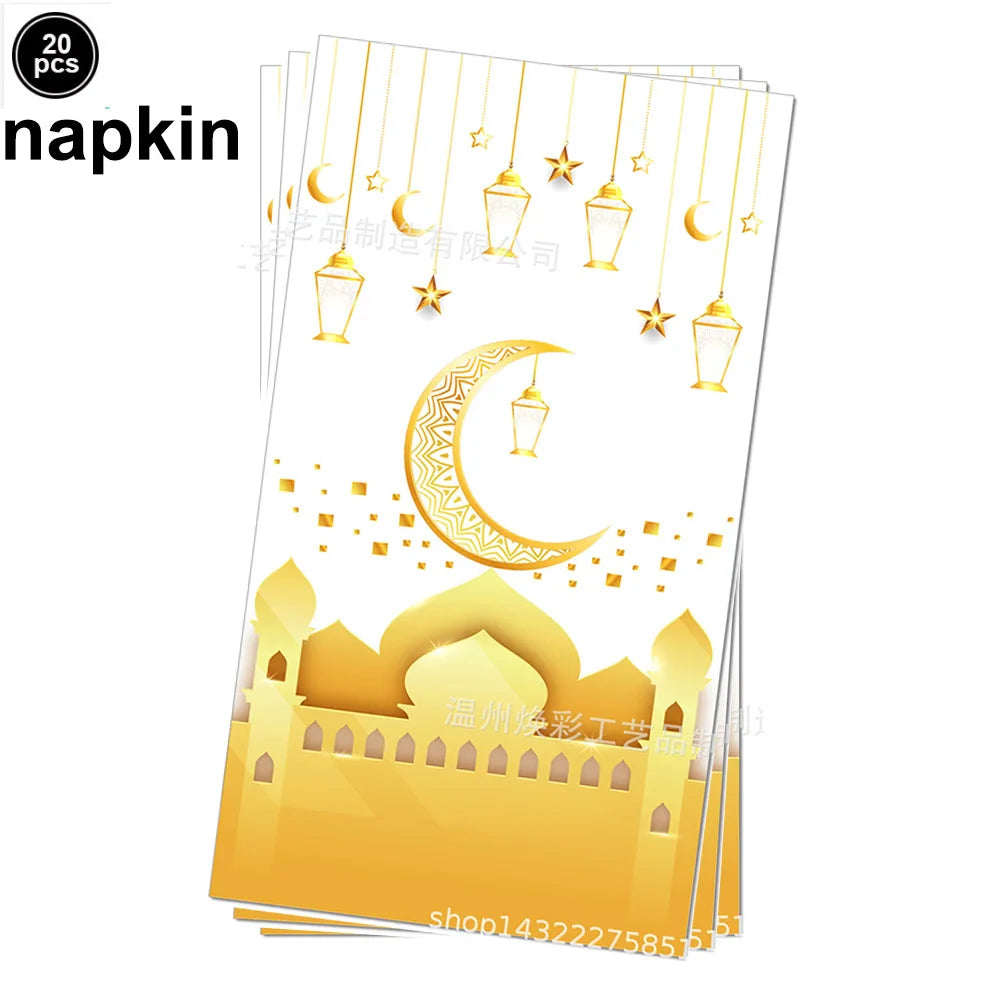 Gold Star Crescent Moon Lantern Ramadan Garland EID Decoration Happy Ramadan Mubarak Party Decor  Islamic Nights Party Supplies