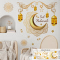 Eid Mubarak Wall Stickers Moon Star Lantern Ramadan Kareem Wall Decals Muslim Islamic Window Sticker Decorations for Home 2024