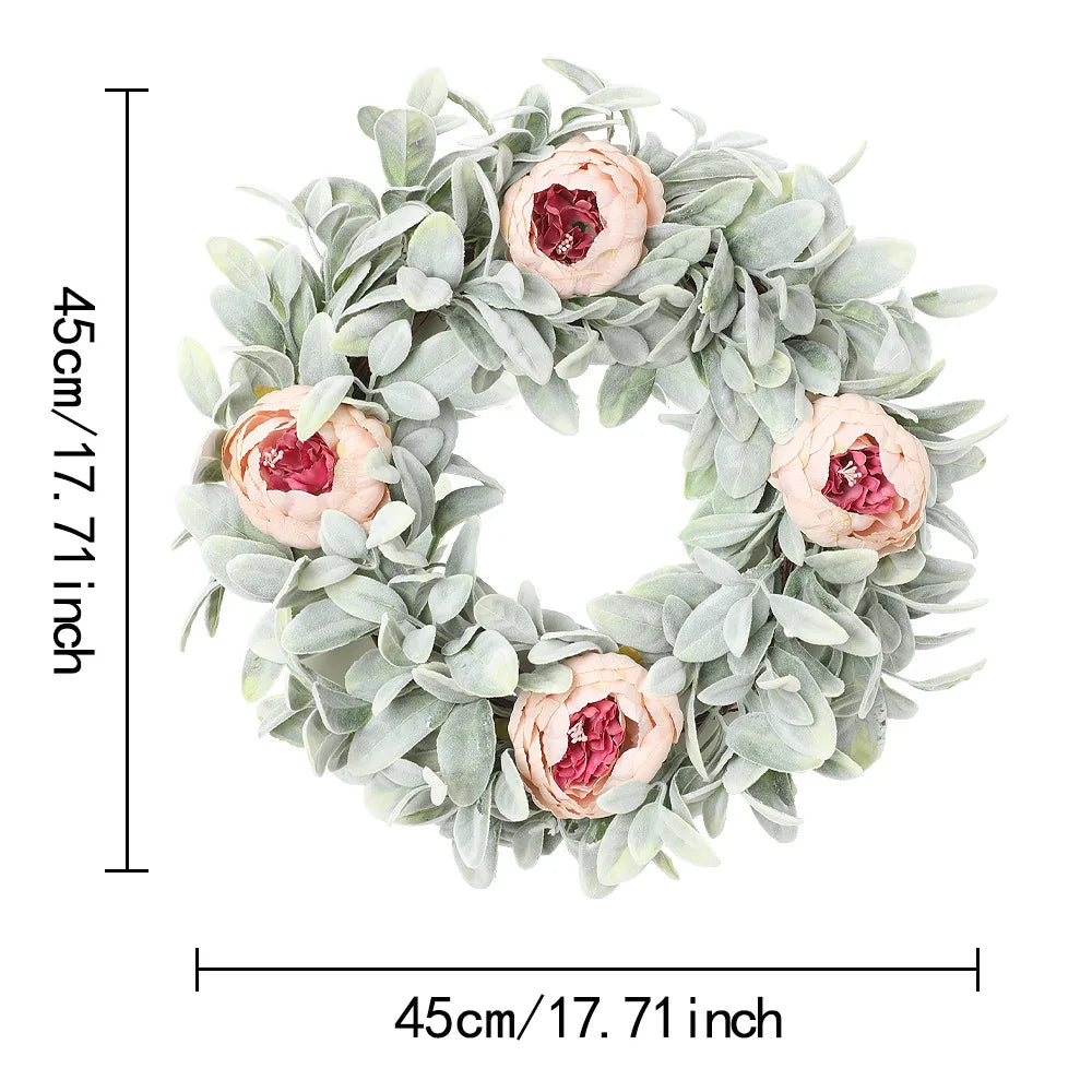 YeeNanee Vibrant Wild Flowers Spring Wreaths for Front Door Artificial Daisy Tulip Lambs Ear Summer Wreath Home Wall Decoration
