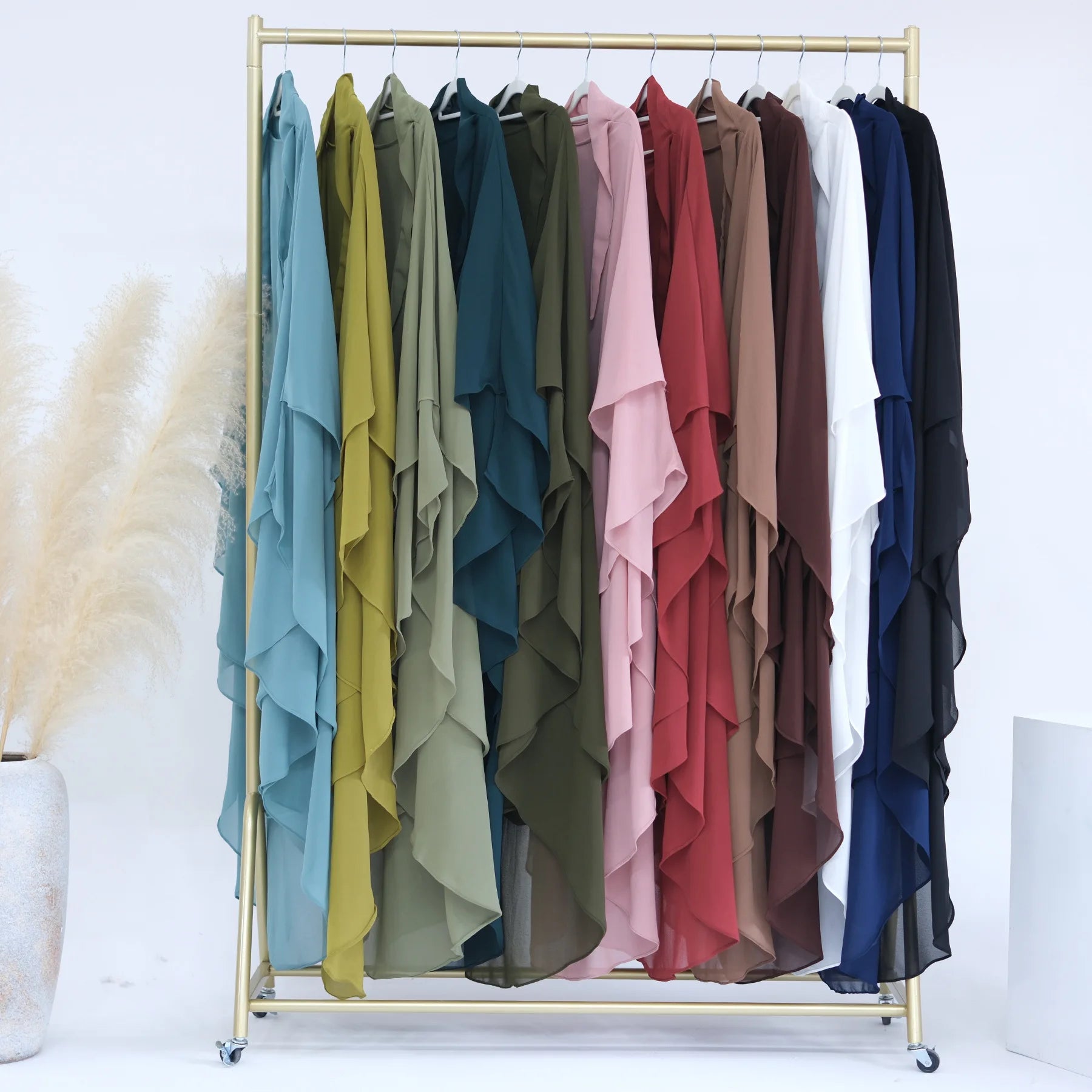 Extra Long Khimar Chiffon 2Layers Muslim Women Hijab Prayer Eid Hijabs Headscarf Shawl Veil Long Djellaba Niqab Ramadan scarf