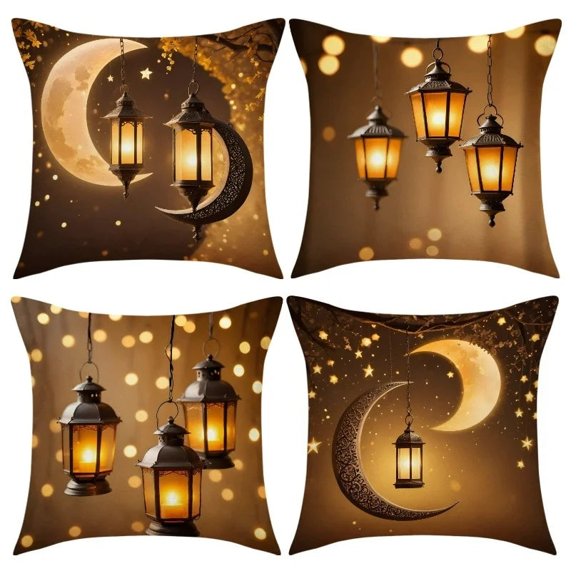 EID Mubarak Decor Cushion Cover Ramadan Decor for Home 2026 Islamic Muslim Ramadan Kareem EID Al Adha Gift Sofa Pillowcase 4Pcs